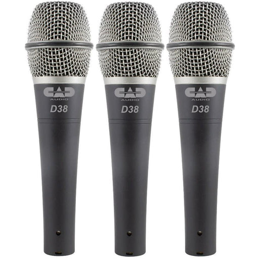 CAD Audio D38X3 Pack of 3 D38 Supercardioid Dynamic Microphones-Dirt Cheep