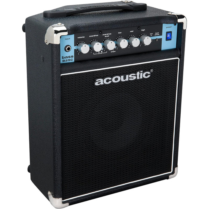 Acoustic B25C 1x8 25W Bass Combo With Tilt-Back Cab, Black