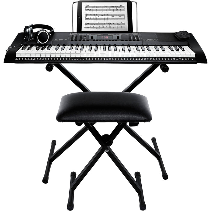 Alesis Harmony 61 MK3 Portable Keyboard with Stand, Bench, Sustain Pedal and Headphones