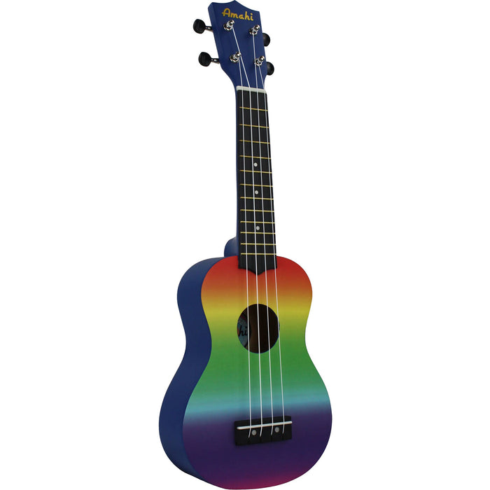 Amahi DDUK1 Soprano Ukulele w/ Bag, Gradient Rainbow