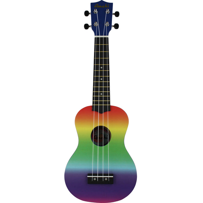 Amahi DDUK1 Soprano Ukulele w/ Bag, Gradient Rainbow
