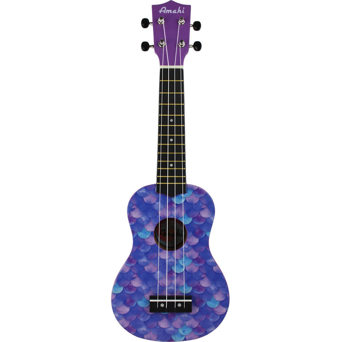 Amahi DDUK12 Soprano Ukulele w/ Bag, Mermaid Design
