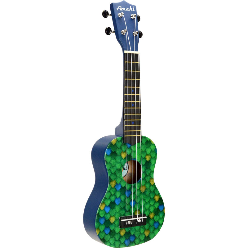Amahi DDUK26 Soprano Ukulele w/ Bag, Dragon Scale Design