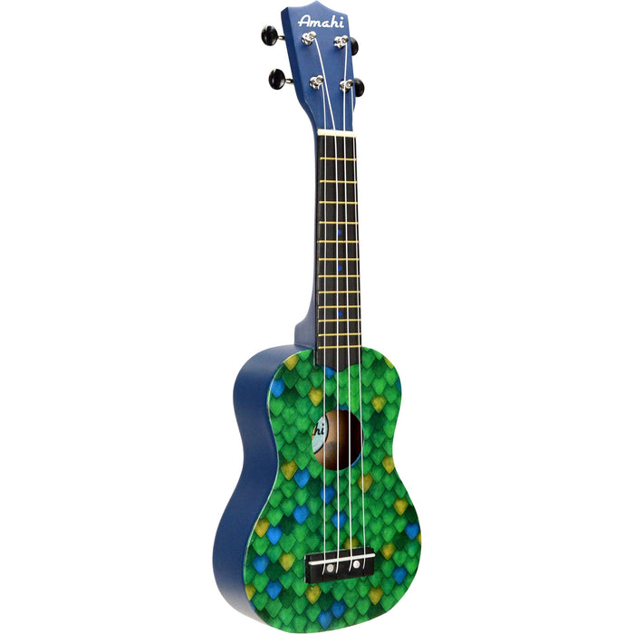 Amahi DDUK26 Soprano Ukulele w/ Bag, Dragon Scale Design
