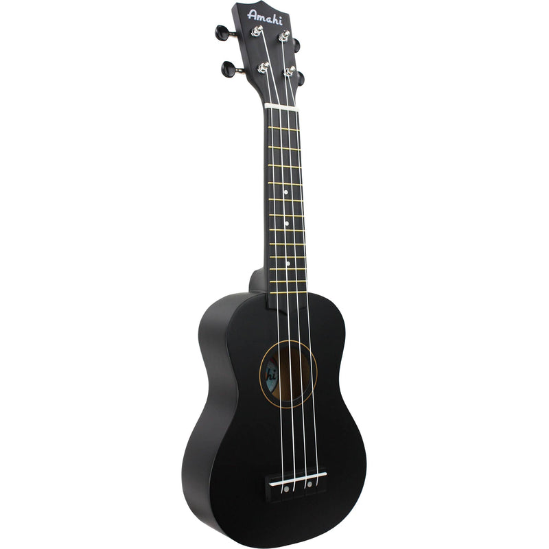 Amahi PNUKBK Penguin Soprano Ukulele w/ Bag, Dark Night Black