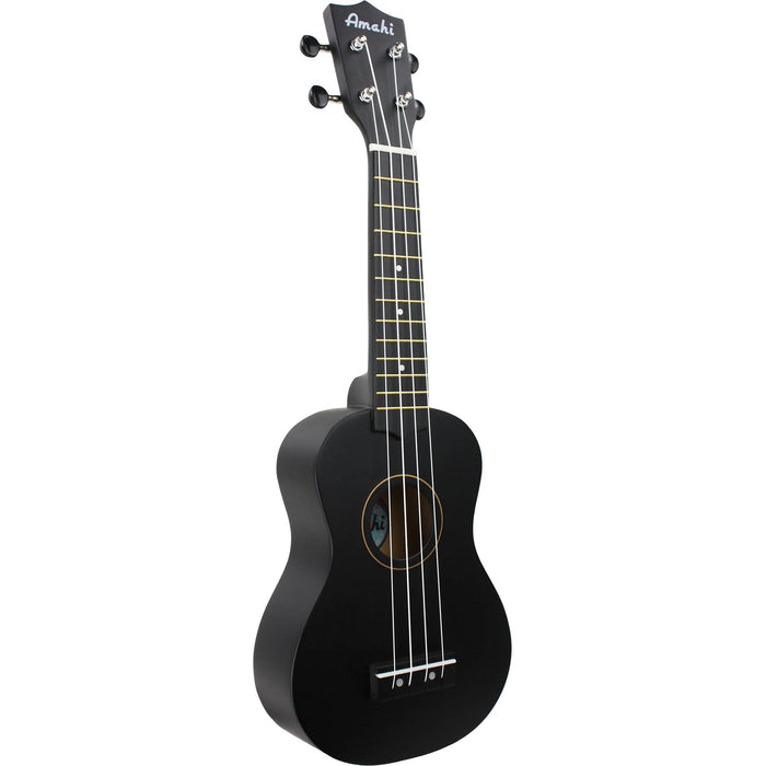 Amahi PNUKBK Penguin Soprano Ukulele w/ Bag, Dark Night Black