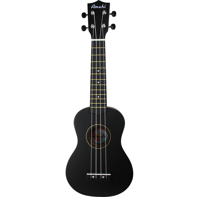 Amahi PNUKBK Penguin Soprano Ukulele w/ Bag, Dark Night Black