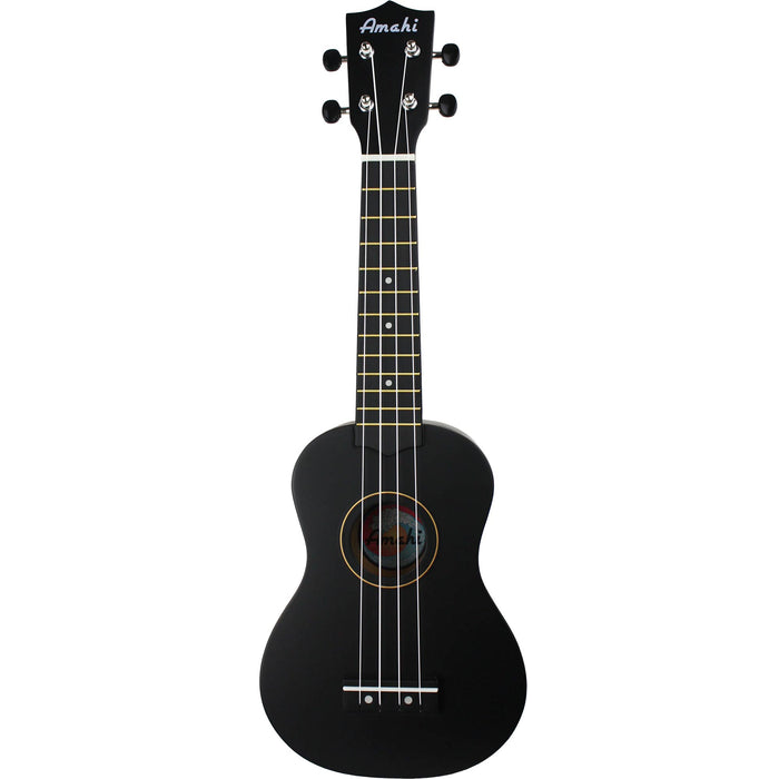 Amahi PNUKBK Penguin Soprano Ukulele w/ Bag, Dark Night Black