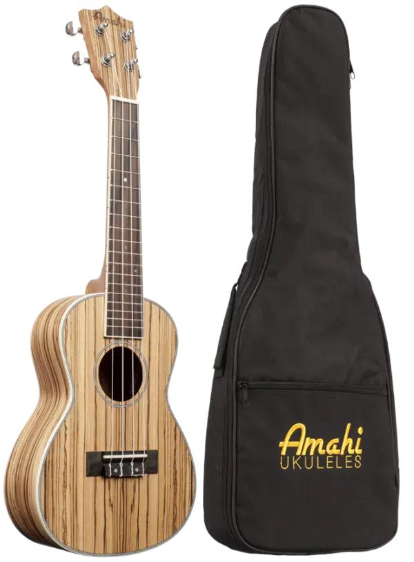 Amahi UKH-ZEBC Heritage Zebrawood Ukulele w/ Bag, Concert