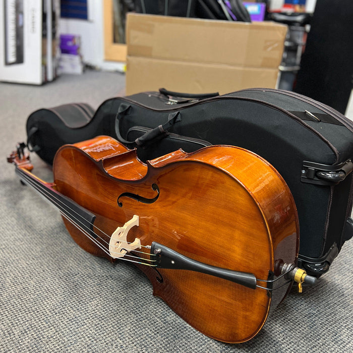 Brandenburg CL-1180 Antiqued Solid Top Cello Outfit with Hard Case and Bow, 4/4