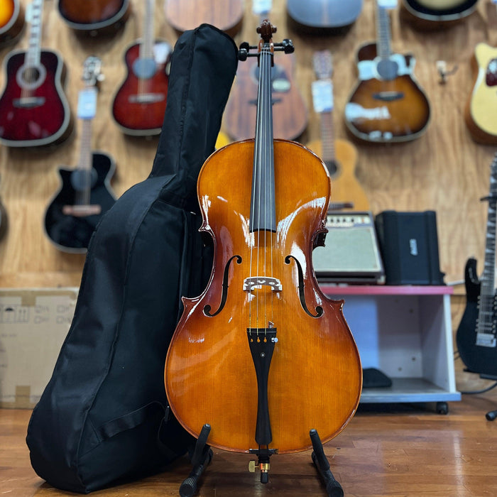 Brandenburg CL-1180 Antiqued Solid Top Cello Outfit with Padded Bag and Bow, 4/4