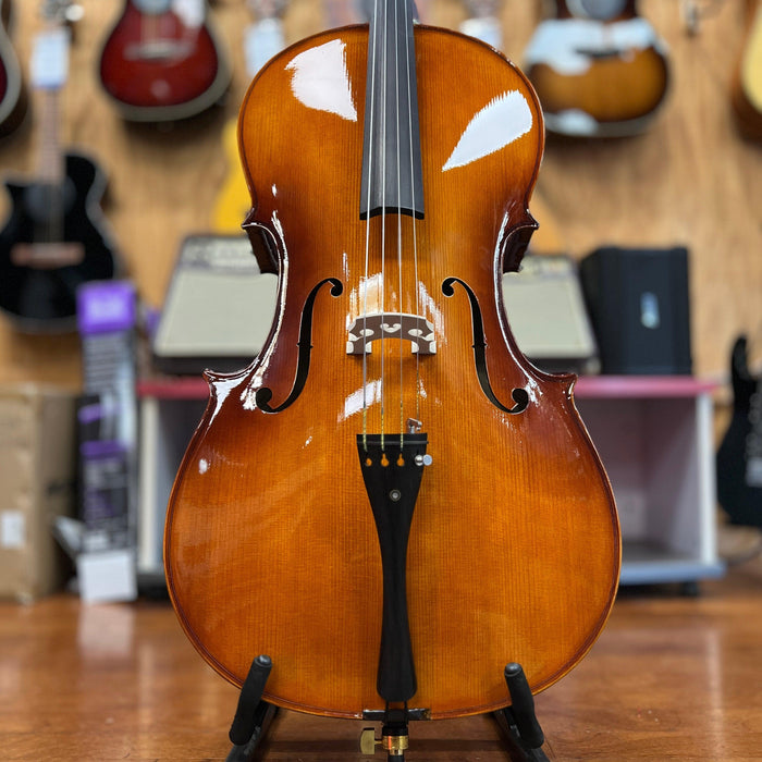 Brandenburg CL-1180 Antiqued Solid Top Cello Outfit with Padded Bag and Bow, 4/4