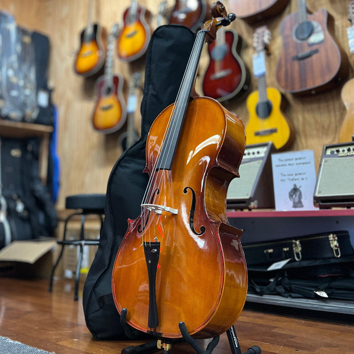 Brandenburg CL-1180 Antiqued Solid Top Cello Outfit with Padded Bag and Bow, 4/4
