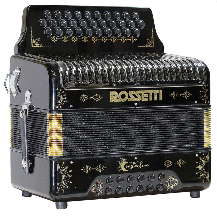 CLOSEOUT Rossetti Constantine 31 Button Professional Button Accordion, FBE, Black and Gold