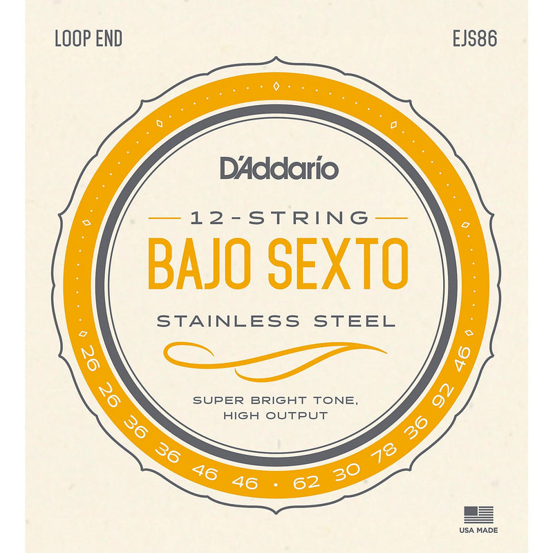 D'Addario EJS86 Stainless Steel Bajo Sexto String Set