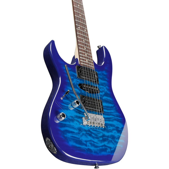 DEMO Ibanez GRX70QAL RG GIO Series Electric Guitar (Transparent Blue Burst, Left-Handed)