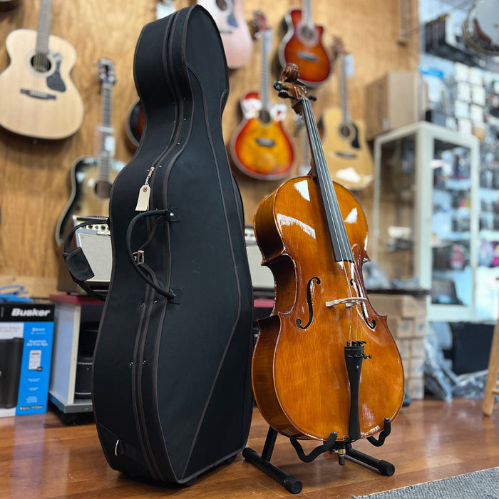 DISPLAY Brandenburg CL-1180 Antiqued Solid Top Cello Outfit with Hard Case and Bow, 4/4