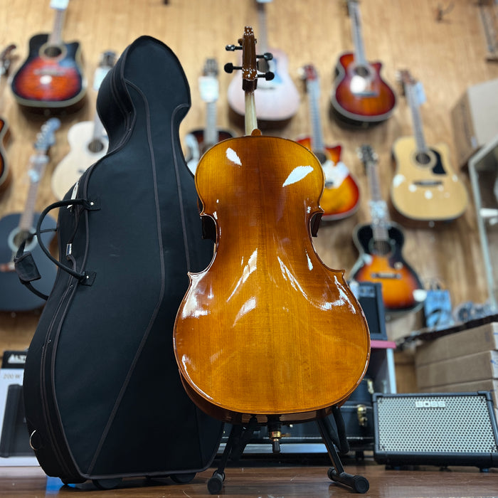 DISPLAY Brandenburg CL-1180 Antiqued Solid Top Cello Outfit with Hard Case and Bow, 4/4