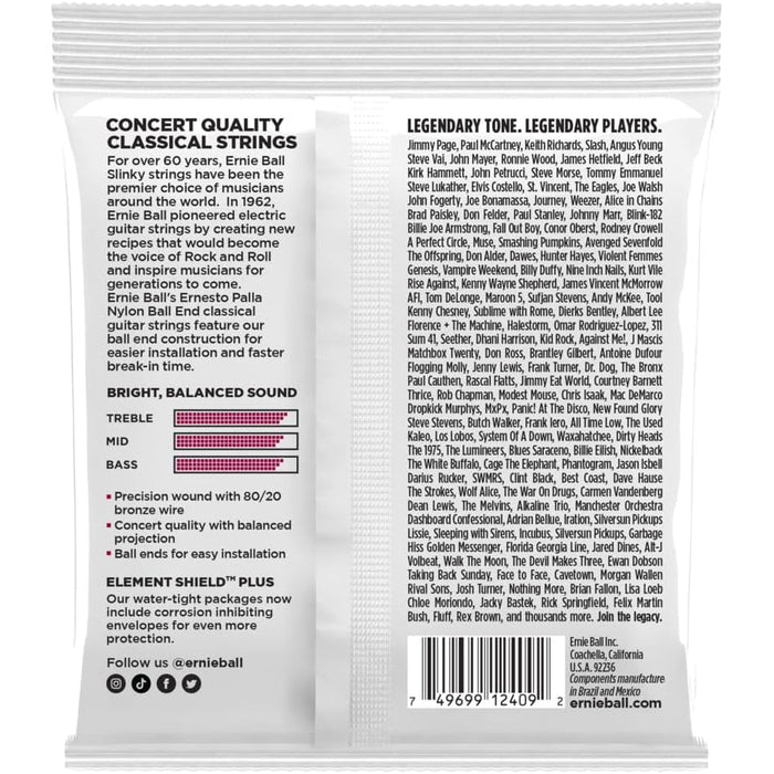 Ernie Ball P02409 Ernesto Palla Nylon Ball End Classical Acoustic Guitar Strings