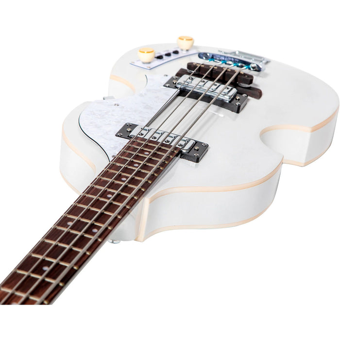 Hofner Ignition Series Short-Scale Violin Electric Bass, Pearl White