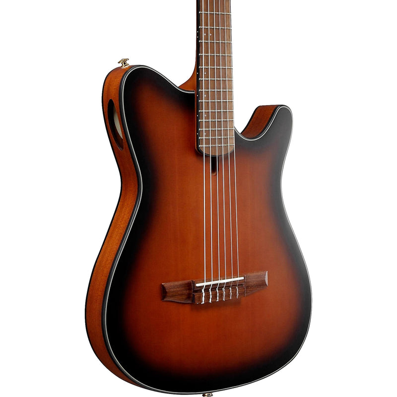 Ibanez FRH10NBSF Thinline Nylon Acoustic-Electric Guitar, Brown Sunburst