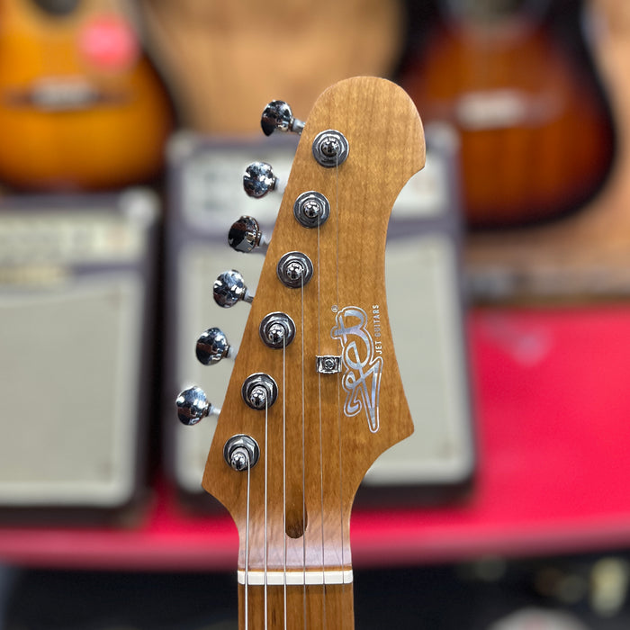 JET Guitars JJ-300 P90 BK Jaguar-style Electric Guitar, Black, Roasted Maple Neck