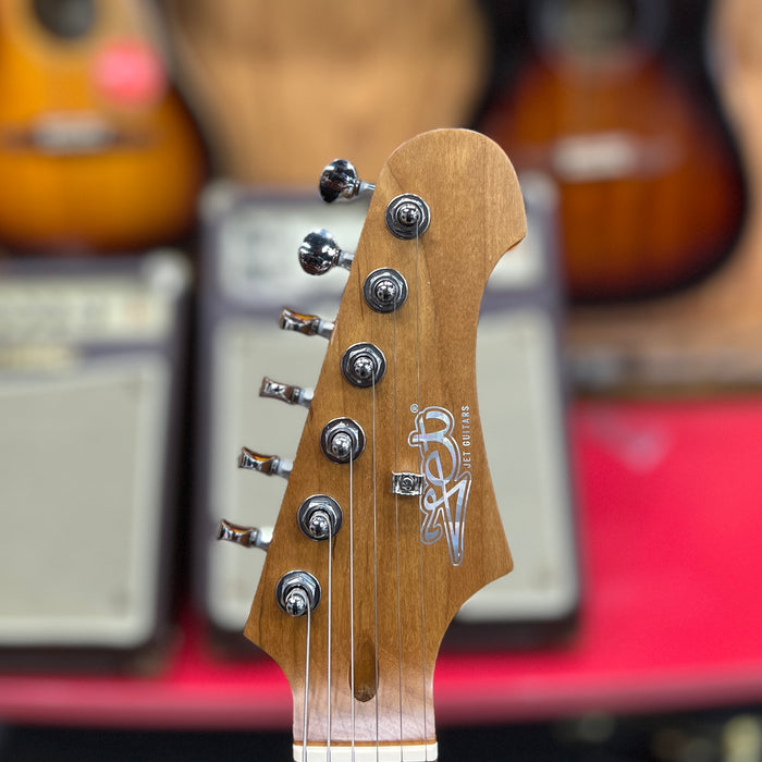 JET Guitars JJ-300 P90 OW Jaguar-style Electric Guitar, Olympic White, Roasted Maple Neck