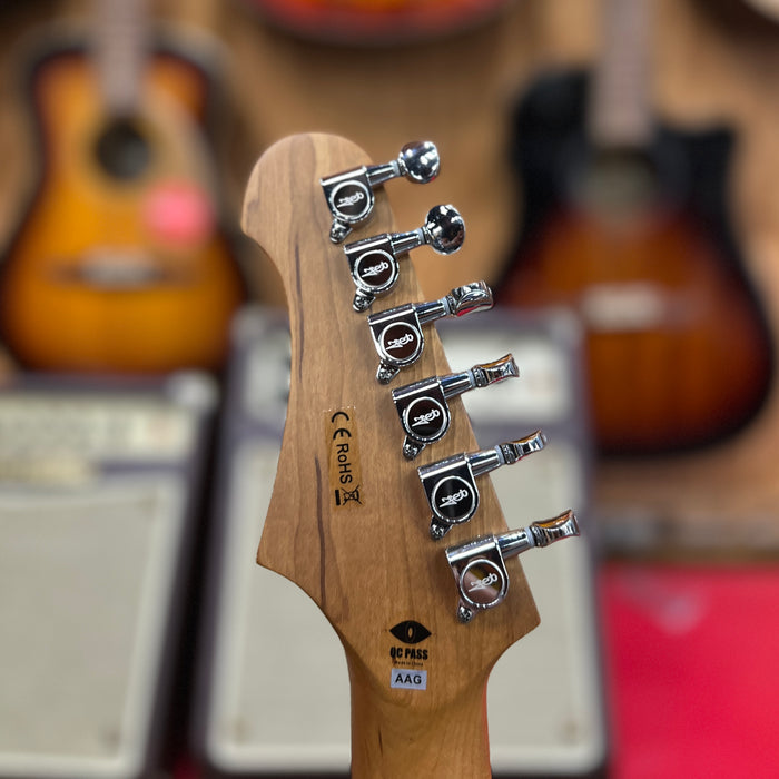 JET Guitars JJ-300 P90 OW Jaguar-style Electric Guitar, Olympic White, Roasted Maple Neck