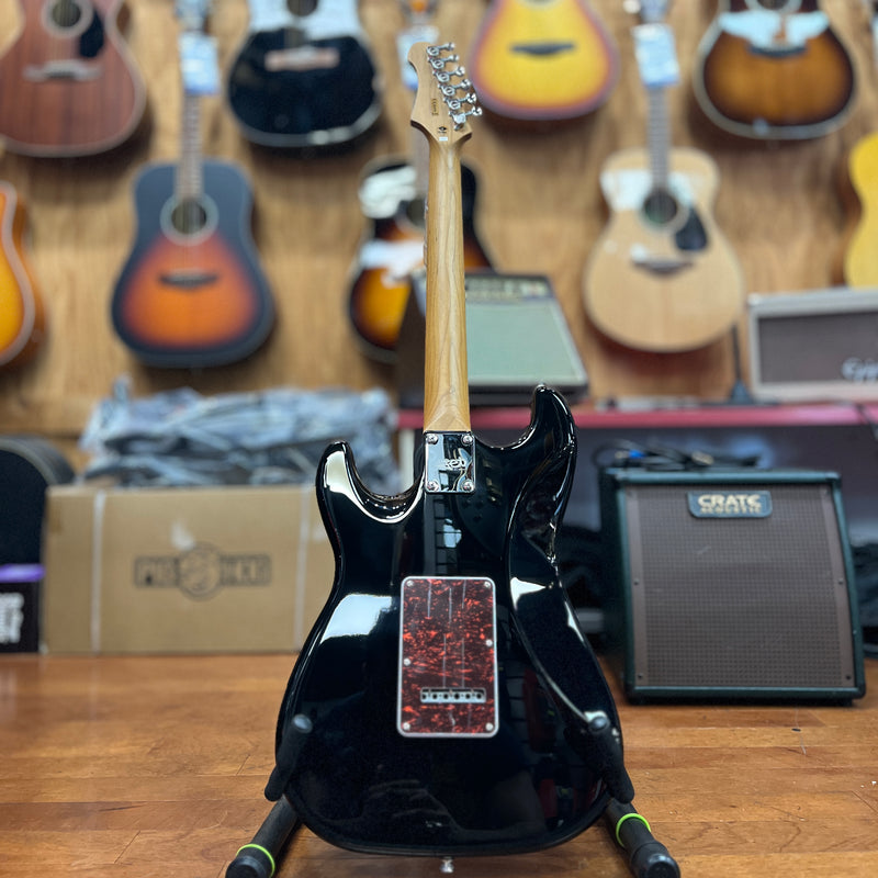 JET Guitars JS-300 BK Solidbody Strat-style Electric Guitar - Black, Roasted Maple Neck