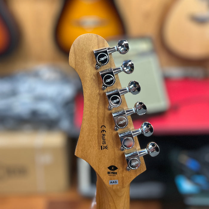 JET Guitars JS-300 BK Solidbody Strat-style Electric Guitar - Black, Roasted Maple Neck