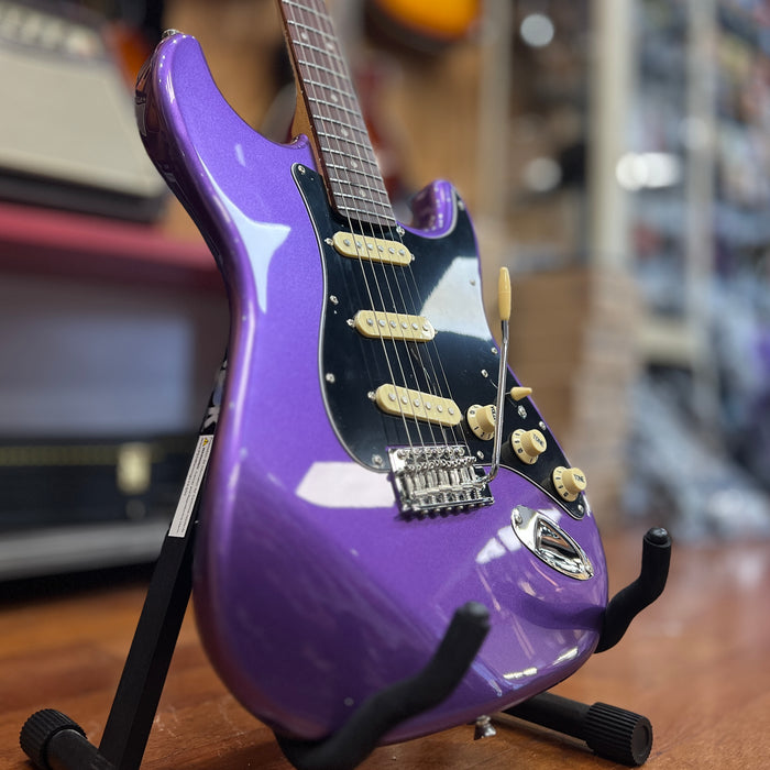 JET Guitars JS-300 PLM R Stratocaster-style Electric Guitar, Plum, Roasted Maple Neck