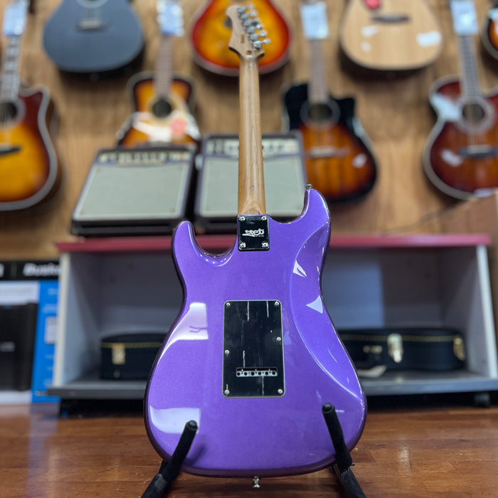 JET Guitars JS-300 PLM R Stratocaster-style Electric Guitar, Plum, Roasted Maple Neck