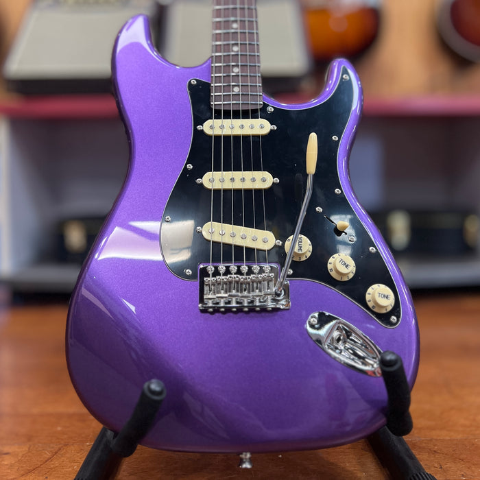 JET Guitars JS-300 PLM R Stratocaster-style Electric Guitar, Plum, Roasted Maple Neck