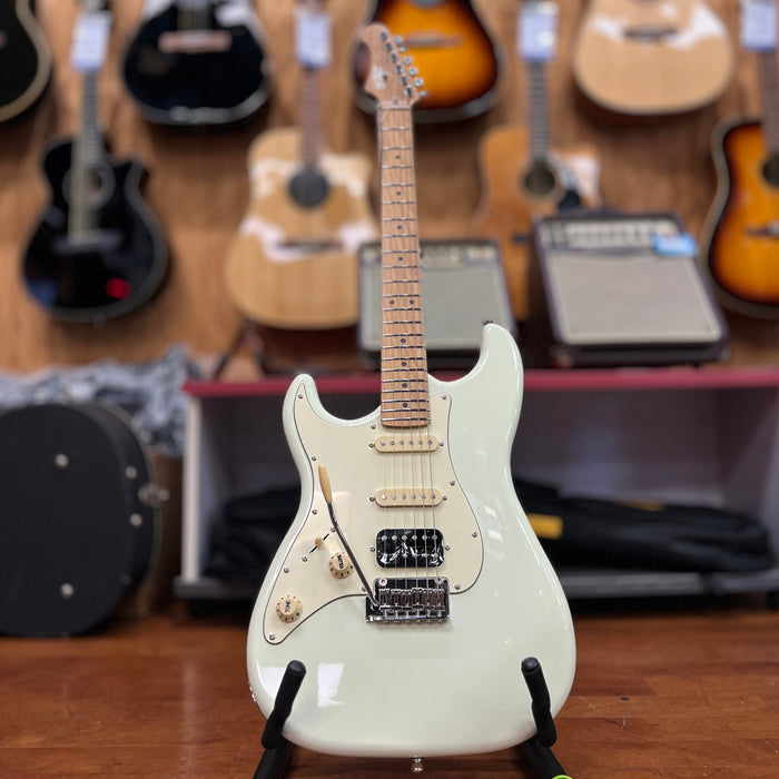 JET Guitars JS-400 OW LH Solidbody Strat-Style Guitar - Left Handed Olympic White HSS, Roasted Maple Neck