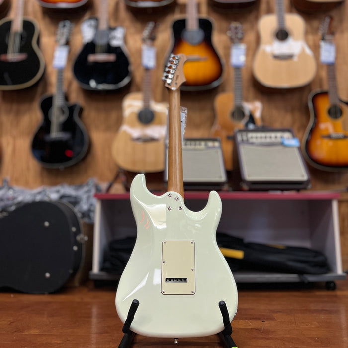 JET Guitars JS-400 OW LH Solidbody Strat-Style Guitar - Left Handed Olympic White HSS, Roasted Maple Neck