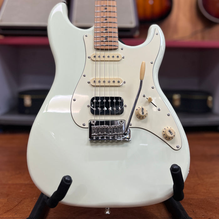 JET Guitars JS-400 OW Solidbody Strat-Style Guitar - Olympic White HSS, Roasted Maple Neck