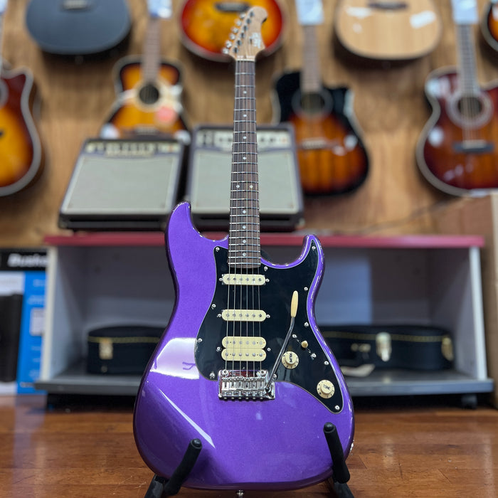 JET Guitars JS-400 PLM R Stratocaster-style Electric Guitar, Plum, Roasted Maple Neck