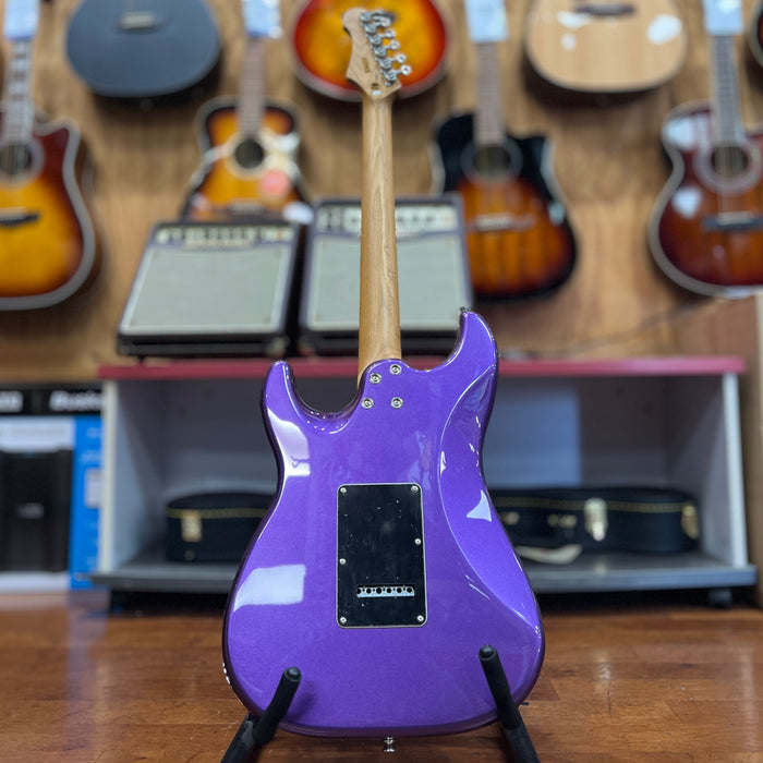 JET Guitars JS-400 PLM R Stratocaster-style Electric Guitar, Plum, Roasted Maple Neck