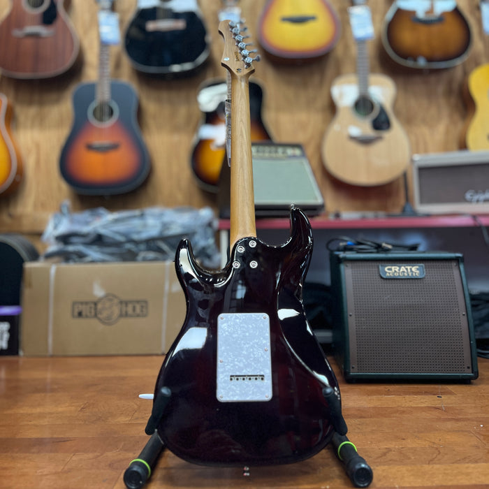 JET Guitars JS-450 TBK Strat-style Solidbody Electric Guitar, Transparent Black