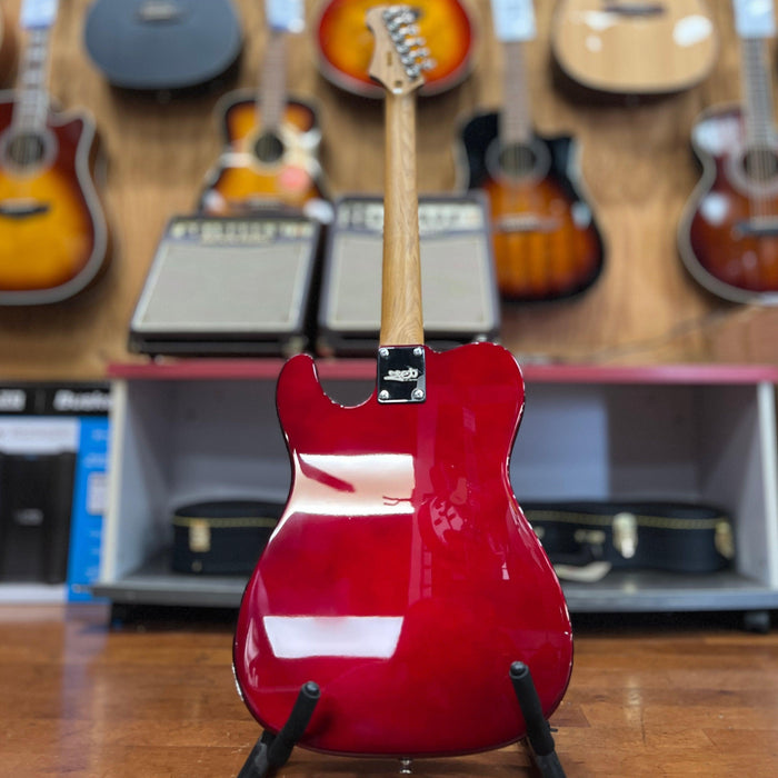 JET Guitars JT-300 CAR P90 Telecaster-style Electric Guitar, Candy Red, Roasted Maple Neck