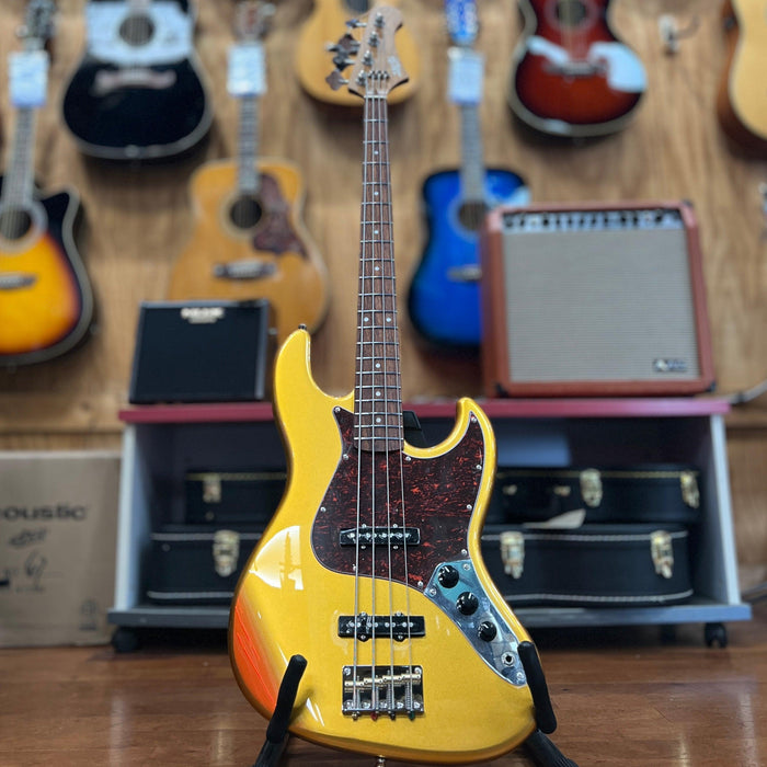 JET JJB-300 GD R 4-string Electric Bass, Roasted Maple Neck, Gold Sparkle