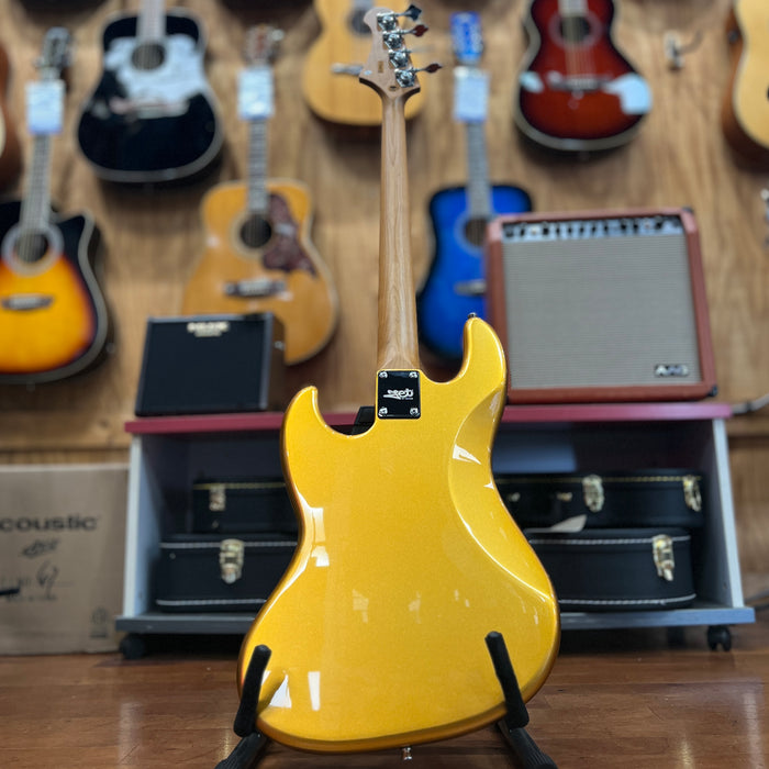 JET JJB-300 GD R 4-string Electric Bass, Roasted Maple Neck, Gold Sparkle