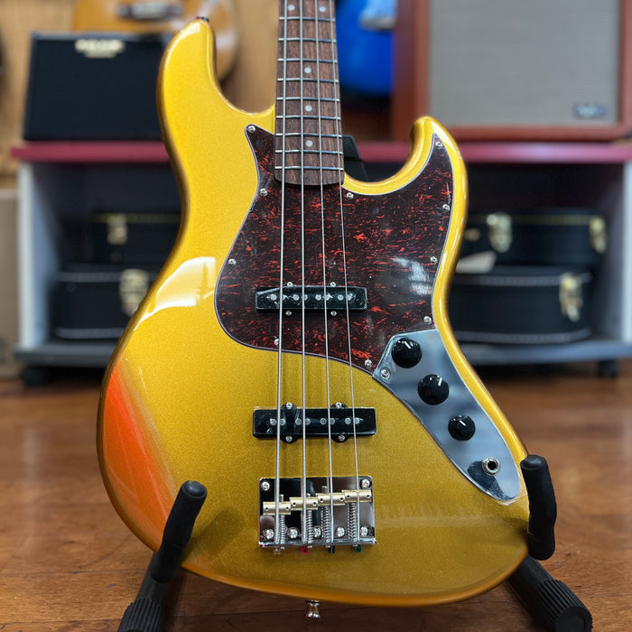 JET JJB-300 GD R 4-string Electric Bass, Roasted Maple Neck, Gold Sparkle