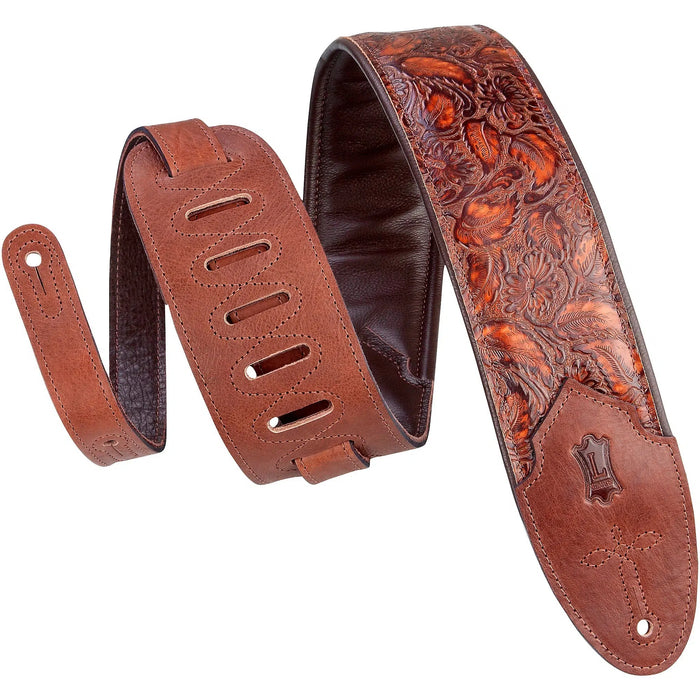 Levy's M4WP-006 3-inch Wide Embossed Leather Guitar Strap