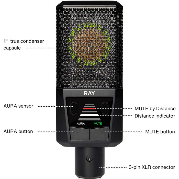 Lewitt RAY Large-Diaphragm Condenser Microphone with Distance Sensing Mute AURA Technology