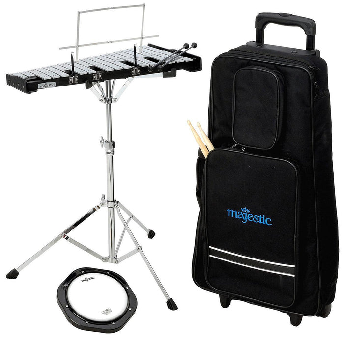 Majestic Deluxe Bell and Practice Pad Kit with Rolling Cart