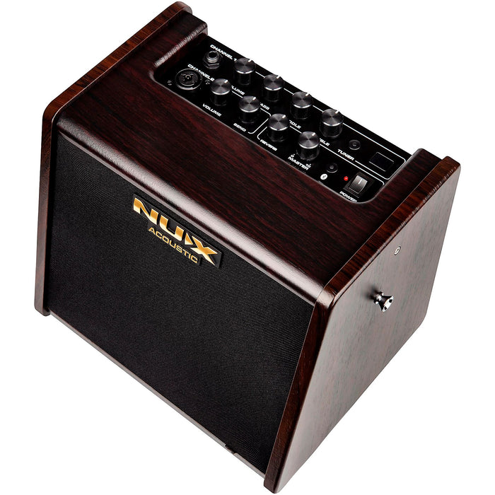 NUX Stageman AC-25 25W 2 Channel Modeling Rechargable Acoustic Amp with Bluetooth, Brown