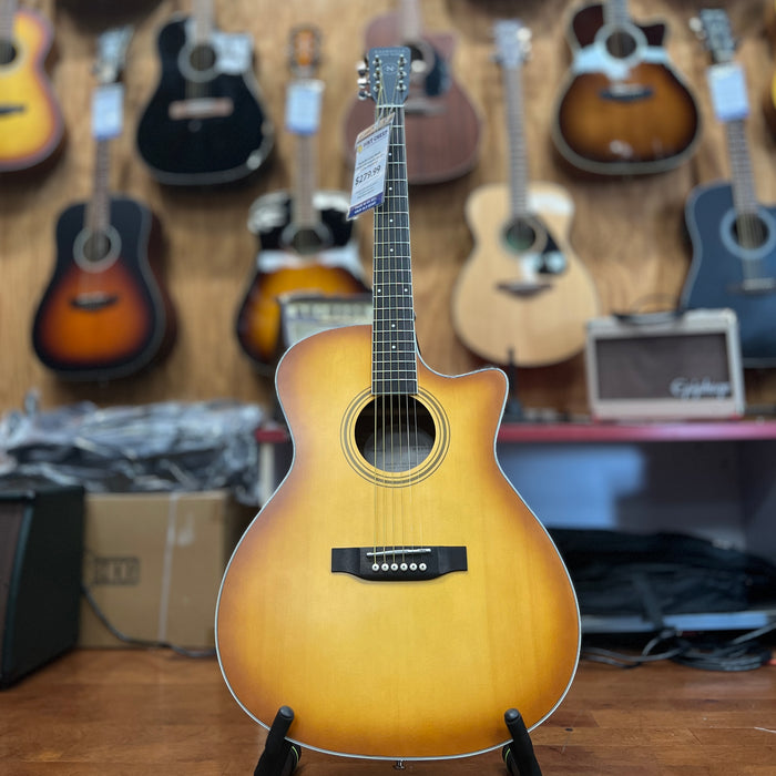 Nashville Guitar Works OM10CEEB Acoustic-Electric Guitar, Edgeburst