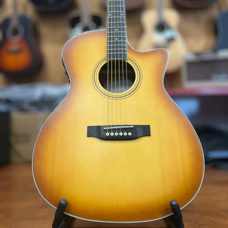Nashville Guitar Works OM10CEEB Acoustic-Electric Guitar, Edgeburst