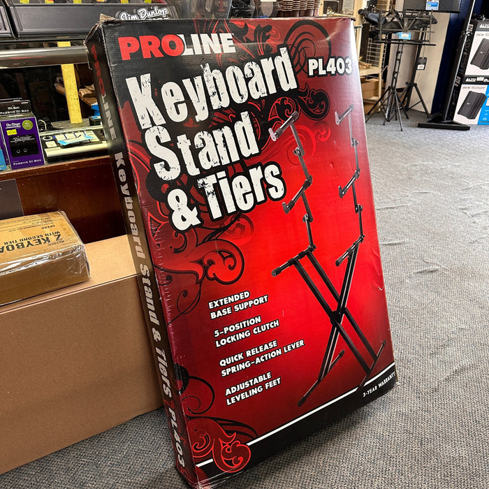 OPEN BOX Proline PL403 3Tier Double XBraced Keyboard Stand — Dirt Cheep